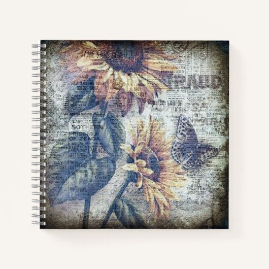 Rustikale Sonnenblume Schmetterling Ephemeride Rez Notizblock (Vorderseite)