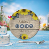 Rustikale Sonnenblume Schmetterlinge Babydusche Pappteller