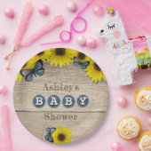 Rustikale Sonnenblume Schmetterlinge Babydusche Pappteller (Party)