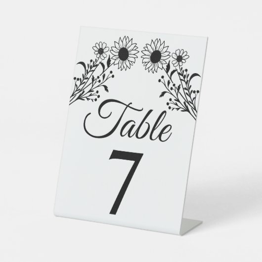 Rustikale Sonnenblume Schwarz-weiße Blumenzwiebeln Sockelschild (Vorderseite)