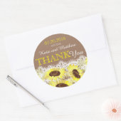 Rustikale Sonnenblume Spitze Danke Label Runder Aufkleber (Umschlag)