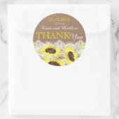 Rustikale Sonnenblume Spitze Danke Label Runder Aufkleber (Tasche)