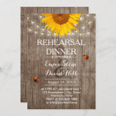 Rustikale Sonnenblume & Strandlicht Probe Abendess Einladung (Vorne/Hinten)