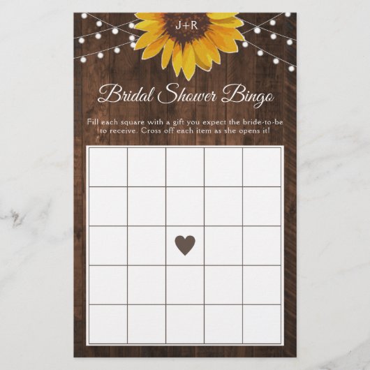 Rustikale Sonnenblume String Lights Brautparty Bin (Vorderseite)