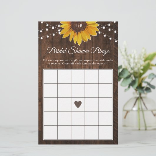 Rustikale Sonnenblume String Lights Brautparty Bin (Stehend Vorderseite)