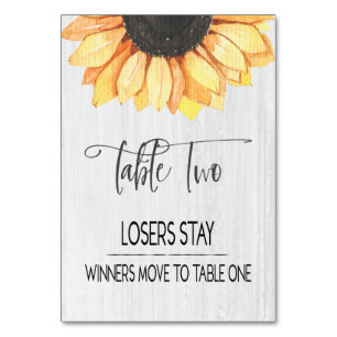Rustikale Sonnenblume Tabelle zwei Bunco-Tischnumm Tischnummer