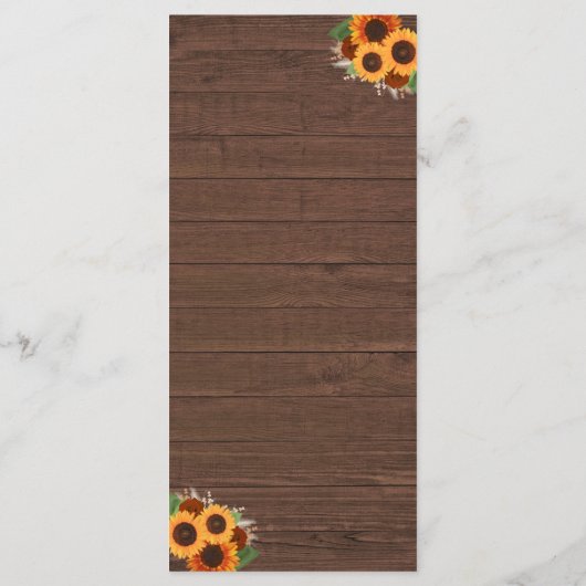 Rustikale Sonnenblume Terracotta Rose Boho Wedding Menükarte (Rückseite)