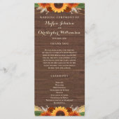 Rustikale Sonnenblume Terracotta Rose Boho Wedding Programm (Vorderseite)