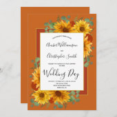 Rustikale Sonnenblume Terracotta Rose Hochzeit Einladung (Vorne/Hinten)