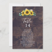 Rustikale Sonnenblume | Tischnummer der Holzsitze (Vorderseite)