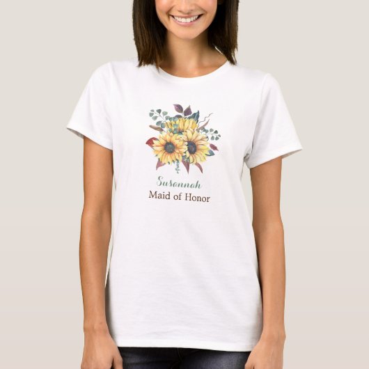 Rustikale Sonnenblume Trauzeugin oder Bridesmaid T-Shirt (Vorderseite)