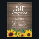 Rustikale Sonnenblume-Überraschungs-50. Einladung<br><div class="desc">Rustikale Sonnenblume-Überraschungs-50. Geburtstags-Einladung. BlumenBlumen und rustikaler hölzerner Hintergrund. Land Vintages Retro. Frauen-Geburtstag. 12. 13. 15. 16. 18. 20. 21. 30. 40. 50. 60. 70. 80. 90. 100.,  irgendein Alter.  Bedruckbare Digital. Für weitere Kundenbezogenheit klicken Sie bitte "besonders anfertigen es" Knopf und benutzen unser Entwurfswerkzeug,  um diese Schablone zu ändern.</div>