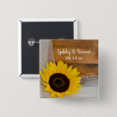 Rustikale Sonnenblume und Bridal Veil Country Wedd Button (Vorne & Hinten)