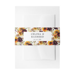 Rustikale Sonnenblume und Burgund, Lila Blüte Einladungsbanderole