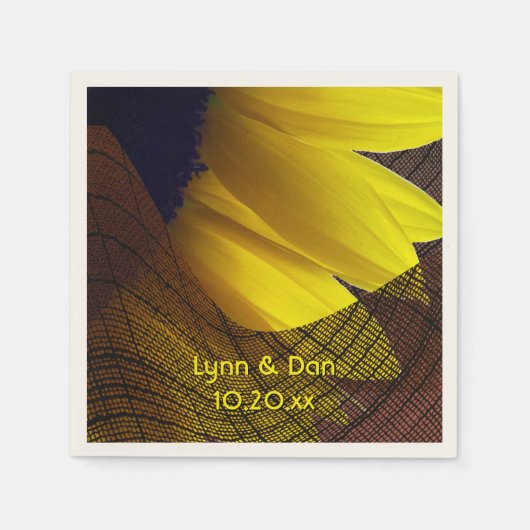 Rustikale Sonnenblume und Burlap Custom Wedding Serviette (Vorderseite)