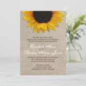 Rustikale Sonnenblume und Burlap Hochzeit Einladun Einladung (Stehend Vorderseite)
