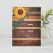 Rustikale Sonnenblume und Creme Rose Einladung Hoc (Stehend Vorderseite)