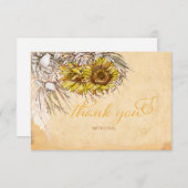 Rustikale Sonnenblume und Gras Dankeschön Karte (Vorne/Hinten)