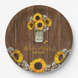 Rustikale Sonnenblume und Mason Jar Wedding Paper  Pappteller