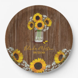 Rustikale Sonnenblume und Mason Jar Wedding Paper  Pappteller