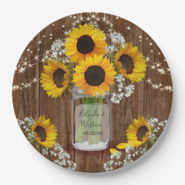 Rustikale Sonnenblume und Mason Jar Wedding Pappteller