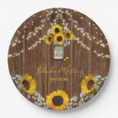 Rustikale Sonnenblume und Mason Jar Wedding Pappteller (Vorderseite)