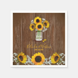 Rustikale Sonnenblume und Mason Jar Wedding Serviette