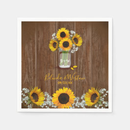 Rustikale Sonnenblume und Mason Jar Wedding Serviette