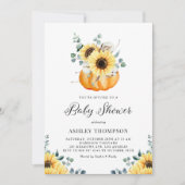 Rustikale Sonnenblume und Pumpkin Fall Babydusche Einladung (Vorderseite)