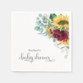 Rustikale Sonnenblume und Rose Babydusche Serviette (Vorderseite)