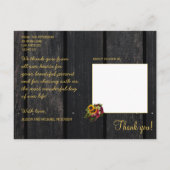 Rustikale Sonnenblume und Rose Hochzeit danke Postkarte (Rückseite)