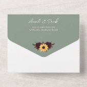 Rustikale Sonnenblume und Rose mit UAWG Wedding All In One Einladung (Rückseite)