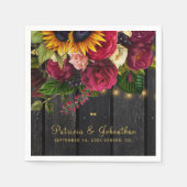 Rustikale Sonnenblume und Rose personalisierte Hoc Serviette (Vorderseite)