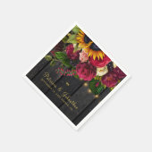 Rustikale Sonnenblume und Rose personalisierte Hoc Serviette (Ecke)