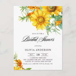 Rustikale Sonnenblume und Sea Buckthorn-Brautparty Einladungspostkarte