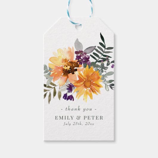 Rustikale Sonnenblume und Wildblume Dusche Gastges Geschenkanhänger (Vorderseite)