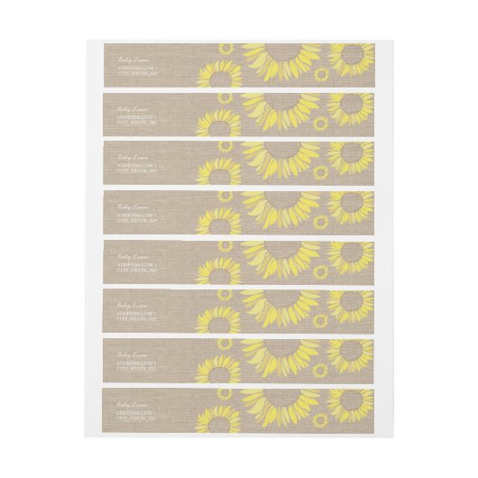 Rustikale Sonnenblume-Verpackung um Rundum-Adressaufkleber (Bogen)