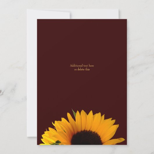 Rustikale Sonnenblume Virtual Wedding Einladung (Rückseite)