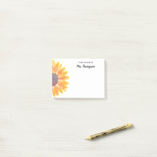 Rustikale Sonnenblume vom Schreibtisch des Lehrers Post-it Klebezettel (Auf Schreibtisch)