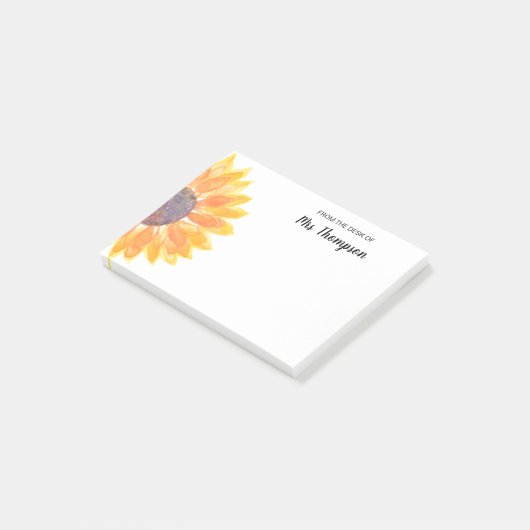 Rustikale Sonnenblume vom Schreibtisch des Lehrers Post-it Klebezettel (angewinkelt)