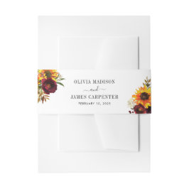 Rustikale Sonnenblume Wasserfarbe Burgund Rote Blü Einladungsbanderole