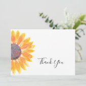 Rustikale Sonnenblume Wasserfarbe Danke Karte (Stehend Vorderseite)