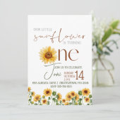 Rustikale Sonnenblume Wasserfarbe Geburtstag Einla Einladung (Stehend Vorderseite)