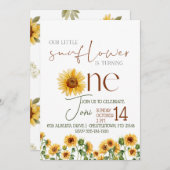 Rustikale Sonnenblume Wasserfarbe Geburtstag Einla Einladung (Vorne/Hinten)