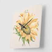 Rustikale Sonnenblume Wasserfarbe Quadratische Wanduhr (Winkel)