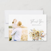 Rustikale Sonnenblume Wasserfarben Hochzeitssemble Dankeskarte (Vorderseite)