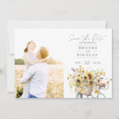 Rustikale Sonnenblume Wasserfarben Hochzeitssemble Save The Date (Vorderseite)