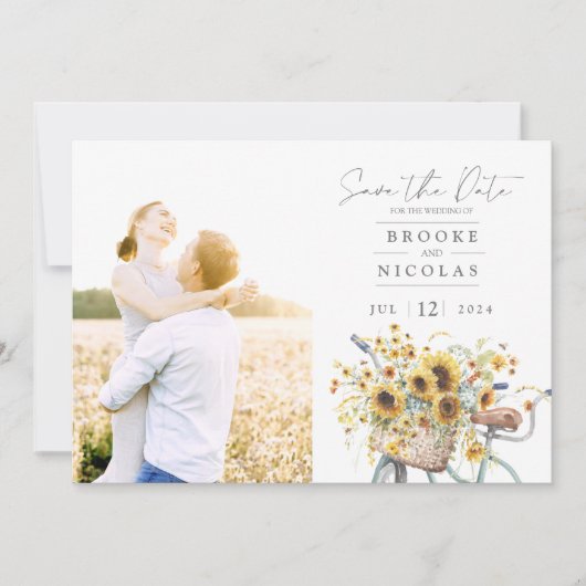 Rustikale Sonnenblume Wasserfarben Hochzeitssemble Save The Date (Vorderseite)