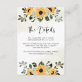 Rustikale Sonnenblume | Watercolor Wedding Details Begleitkarte (Vorderseite)