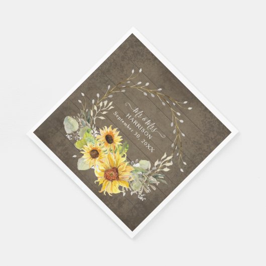 Rustikale Sonnenblume Weißblume Wasserfarbe BOHO H Serviette (Ecke)